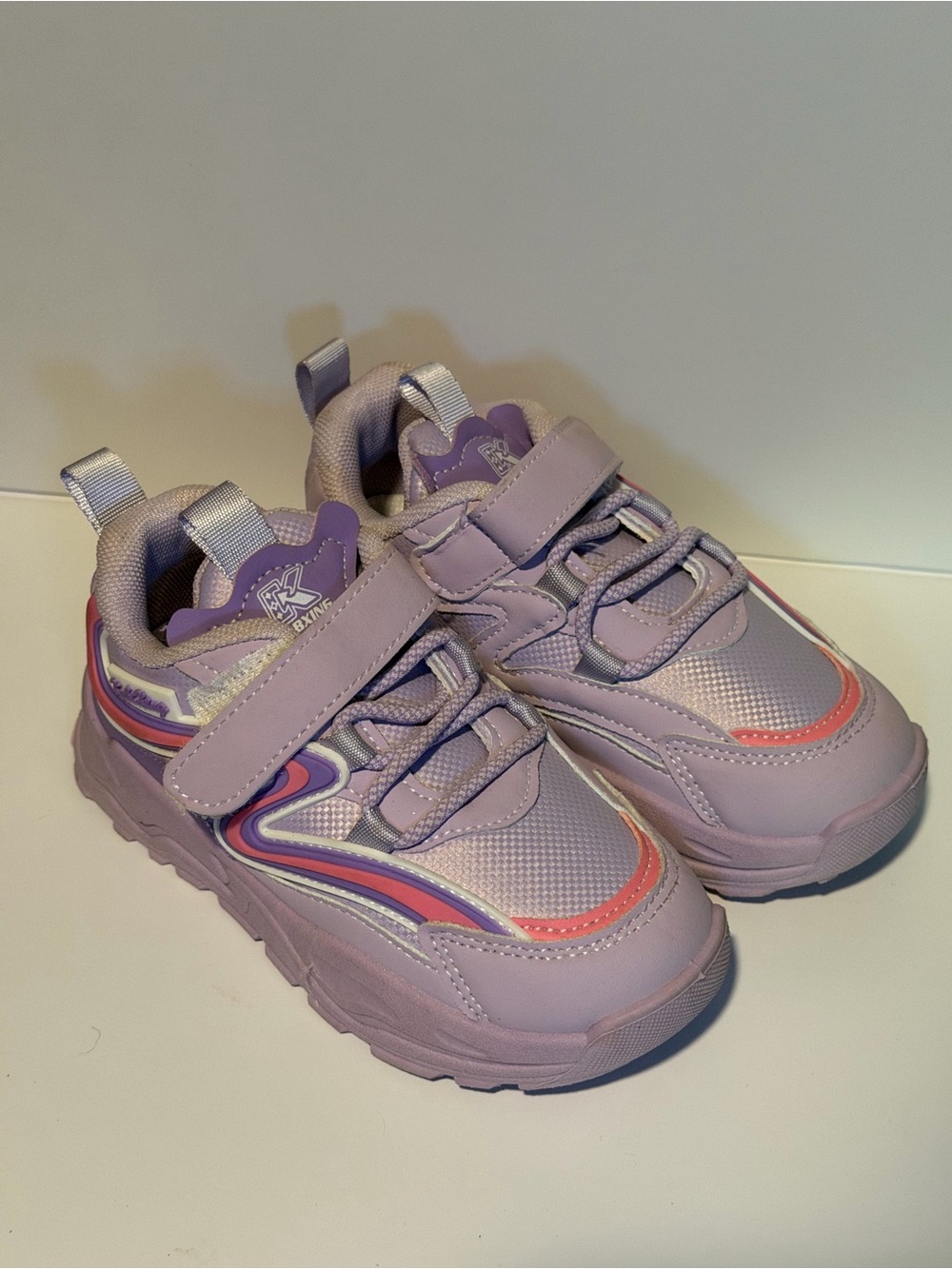 Kids Lavender Athletic Sneakers with Rainbow Accent -